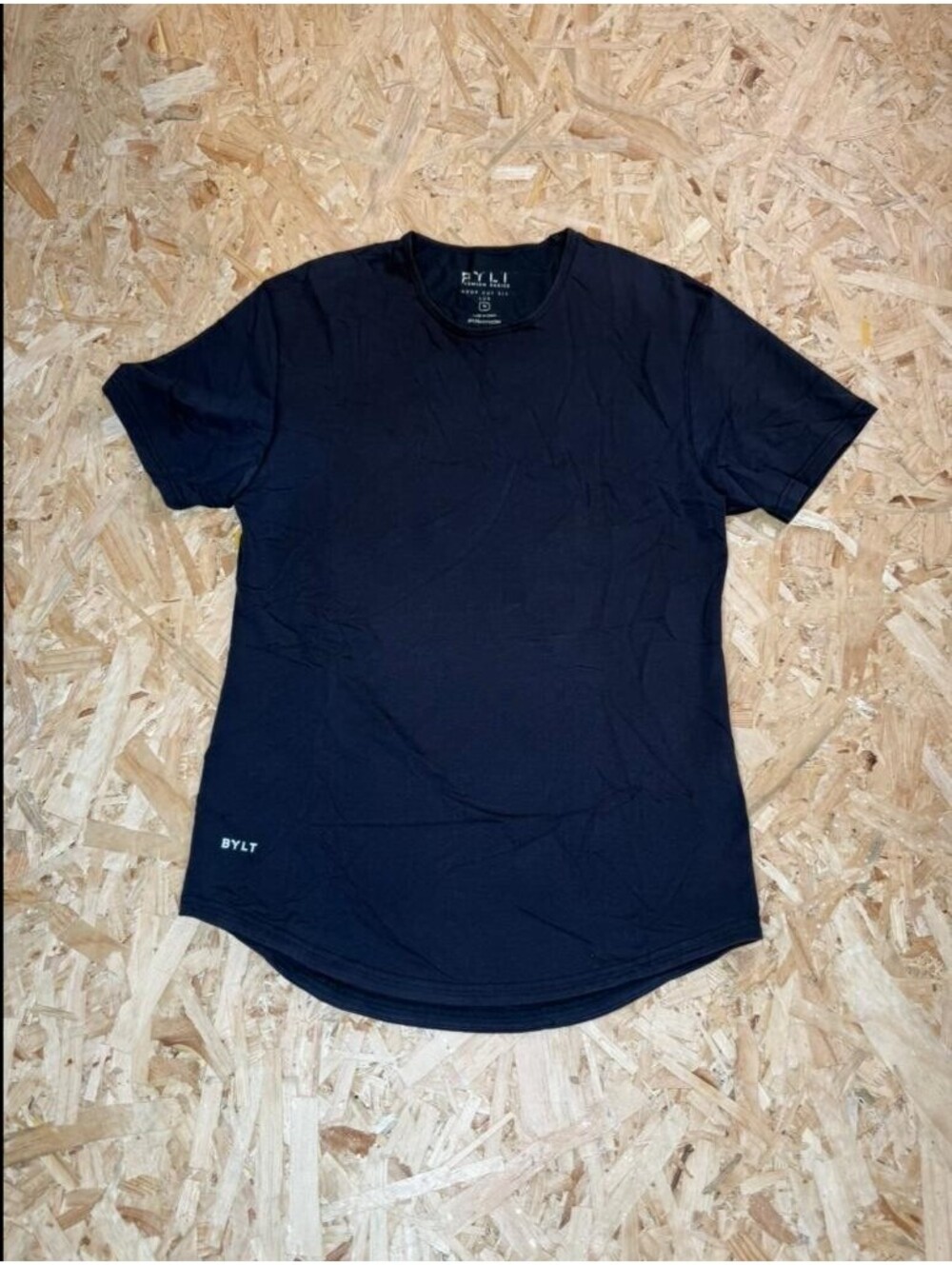 BYLT Premium Basics Drop Cut SS Lux T-Shirt Mens Medium Navy Blue Crew Neck